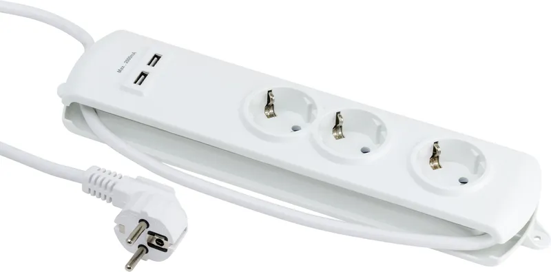 Gelia 4000003032 Grenuttag 3-vägs, med 2 st USB-uttag