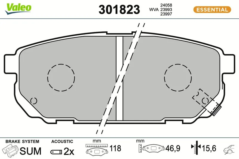 Bromsbelägg VALEO 301823