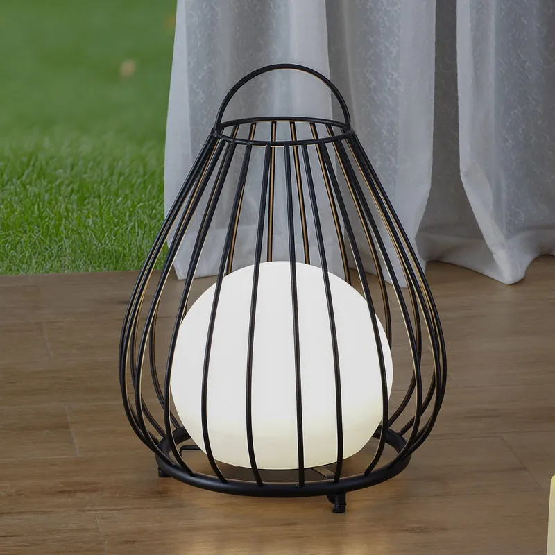 Kelda Portable Solcell Bordslampa Svart - Lindby - Balkong - Modern - Aluminium - Med en ljuskälla