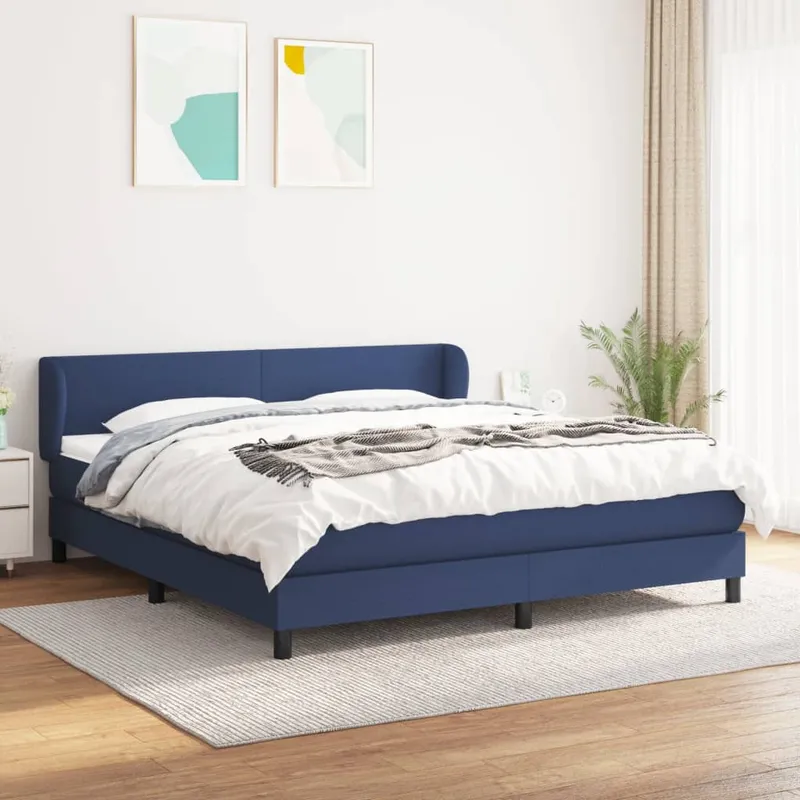 vidaXL Ramsäng med madrass blå 180×200 cm tyg (#9834)