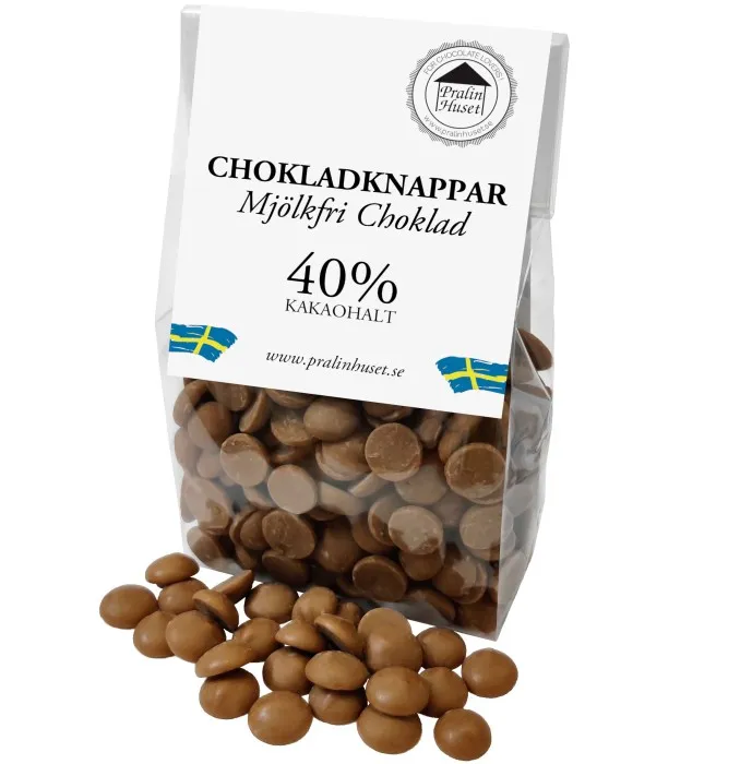 Pralinhuset Chokladknappar 40% Mjölkfri Choklad 100g