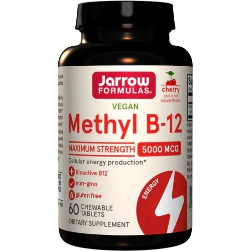 Jarrow Formulas, Vegansk Metyl B-12, Maximal Styrka, Körsbär, 5 000 mcg, 60 Tuggtabletter