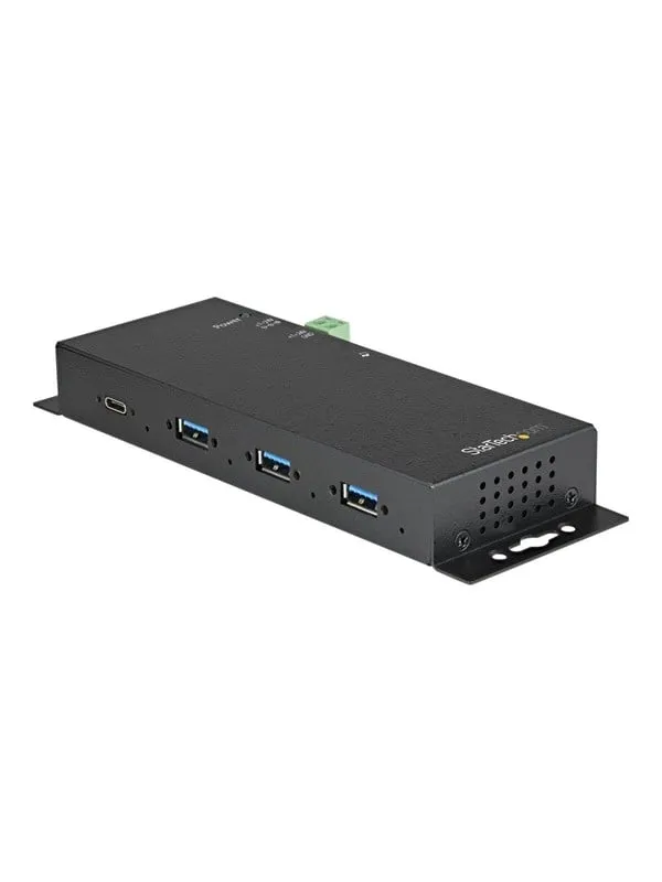 StarTech.com 4 Port USB C Hub 10Gbps - Metal Industrial USB 3.2/3.1 Gen 2 Type-C Hub - 3A/1C - USB-C or USB-A Host - Mountable - ESD/Surge (HB31C3A1CME) - hub - 4 ports USB Hub - 4 porte - Svart