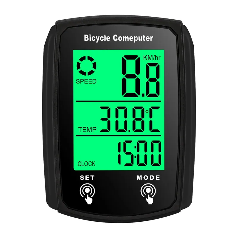 Trådbunden cykeldator 19 Funktioner Touch Bike Speedometer Vägmätare Vattentät Cykeldator med svart