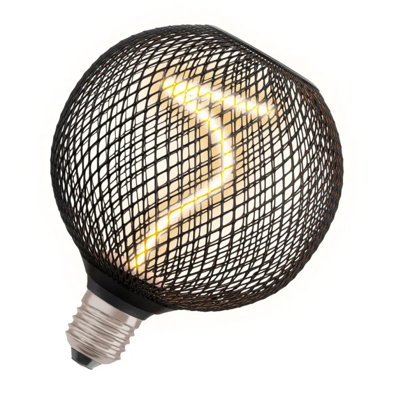 LED Lampa E27 Filament Spiral Glob Svart 130lm DIM 3,5W/818