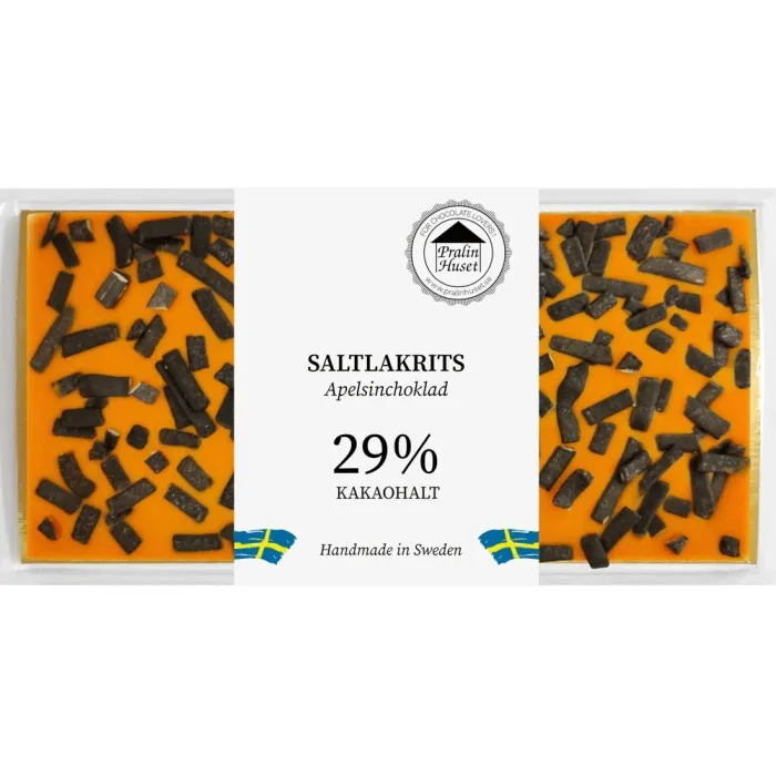 Pralinhuset Apelsinchoklad Saltlakrits 100g