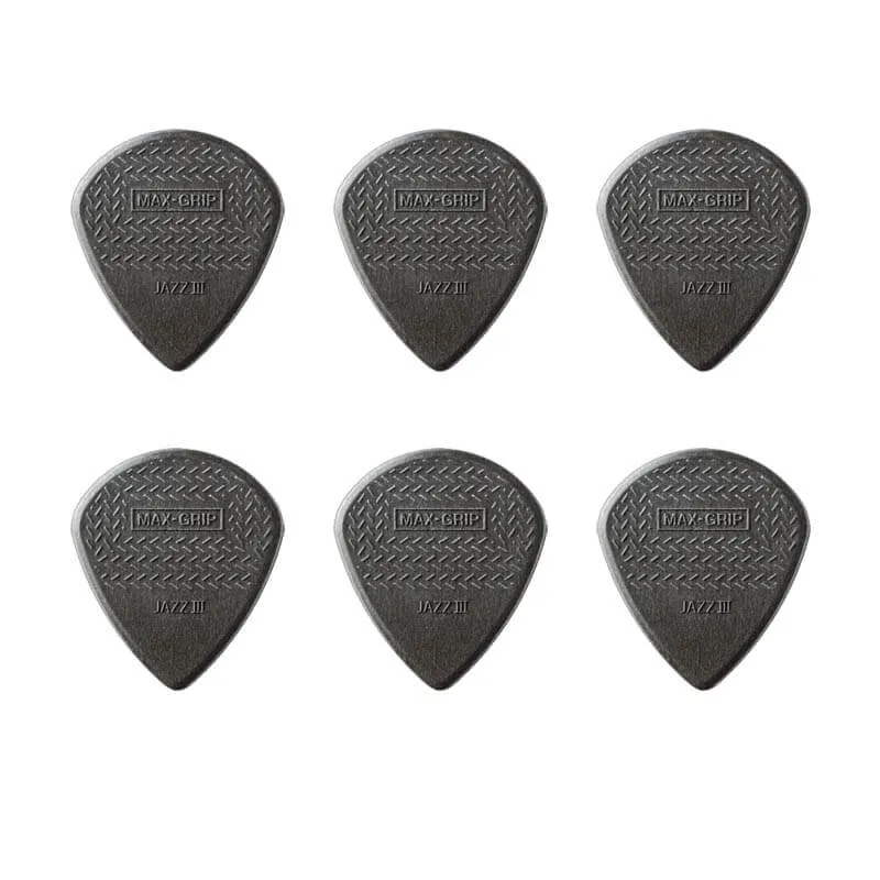 Dunlop Max Grip Jazz III Carbon plektrum (6 st.)