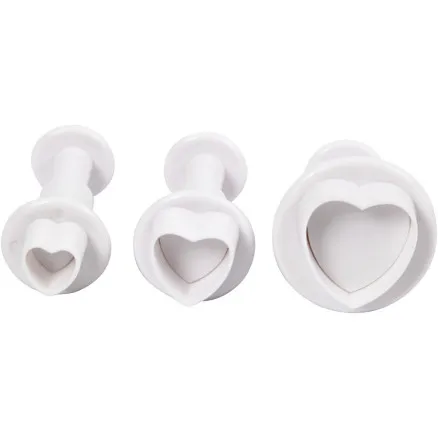 Form för prägling lera hjärta olika storlekar 3-pack