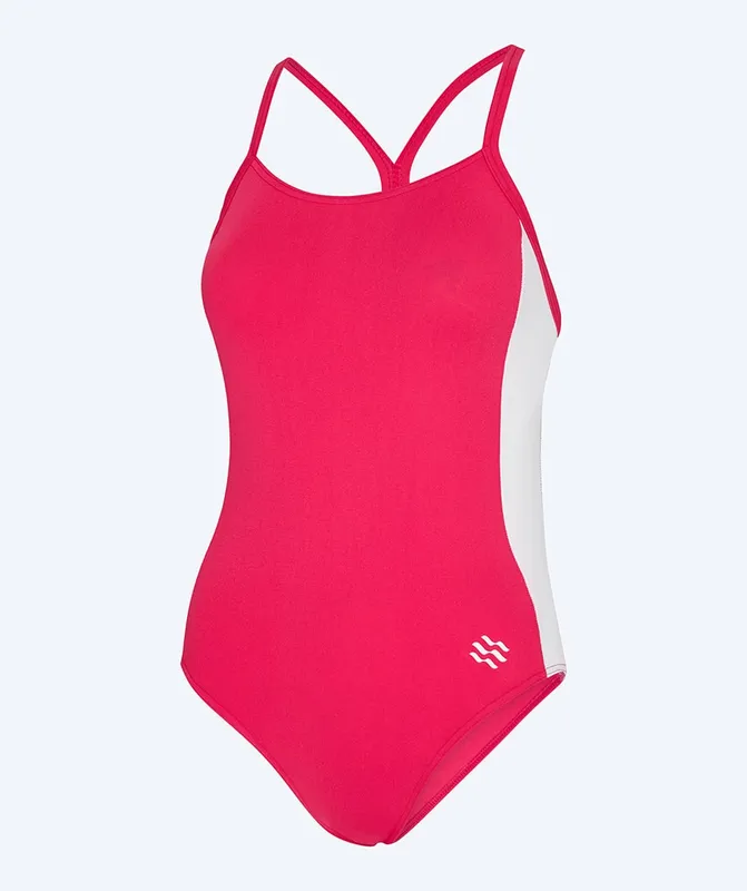 Watery baddräkt för dam – Sidestroke Solid – Shiny Red – Baddräkt simträning (#4954)