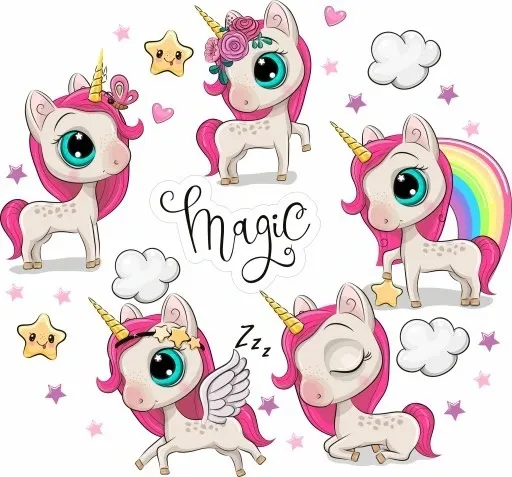 Väggdekal – Magic / Enhörningar