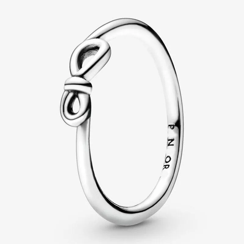 Ny 925 Sterlingsølv Pan Ring Evighetssymbol Rosettring For Kvinner Bryllupsfest Gave Motesmykker 9