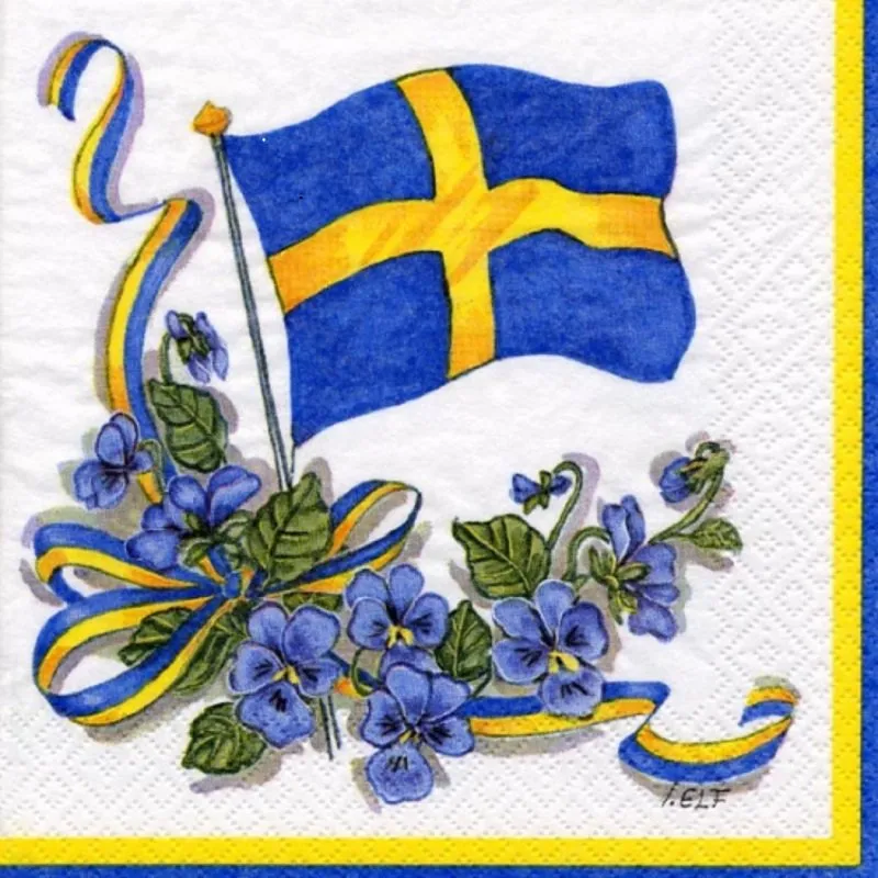 Servetter med svenska flaggan 20-pack