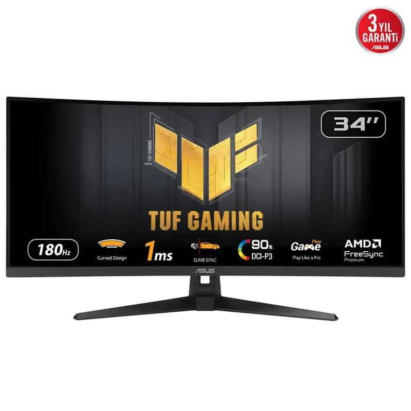 ASUS TUF Gaming VG34VQ3B platta pc-skärmar 86,4 cm (34″) 3440 x 1440 pixlar UltraWide Quad HD LED Svart