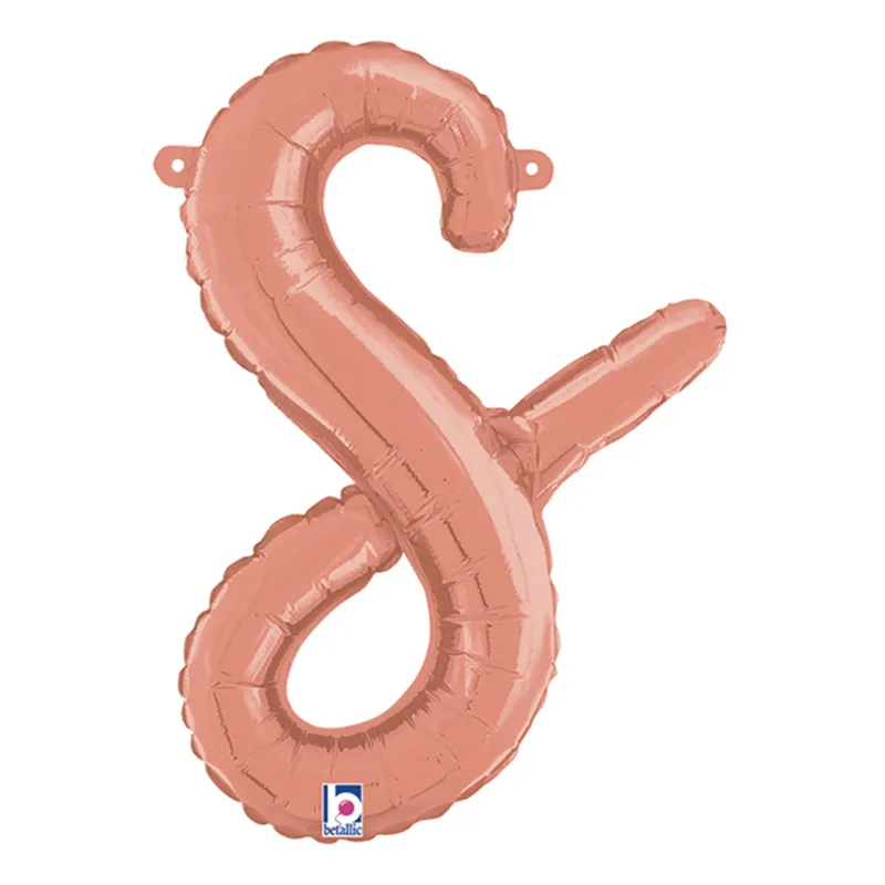 Bokstavsballong Script Roséguld – Bokstav S