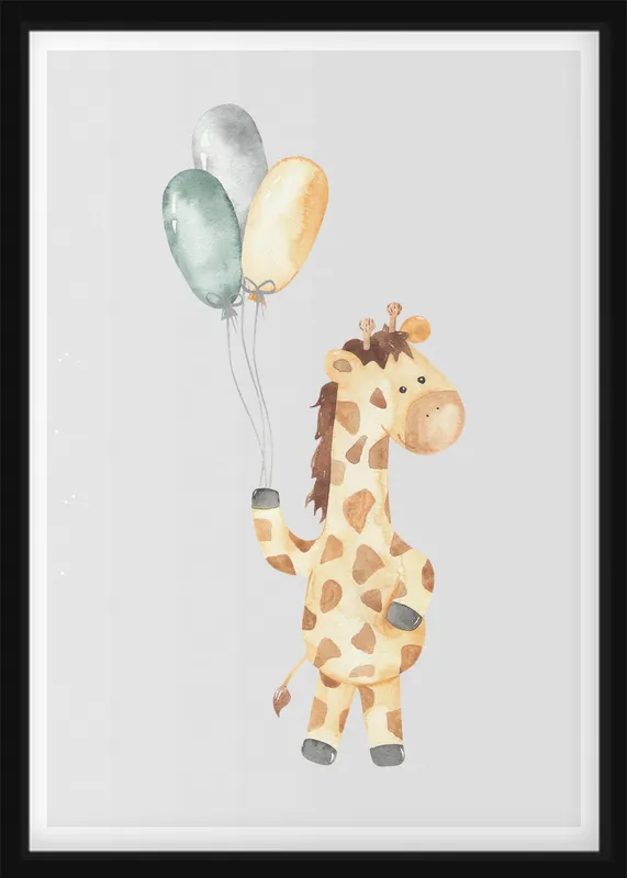 AFFISCHER - Giraff med ballonger