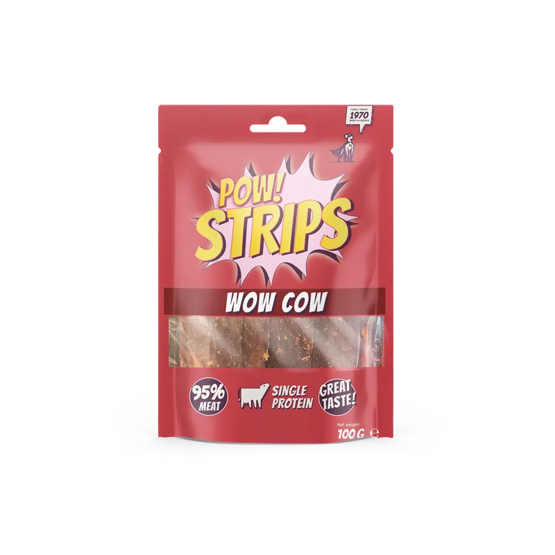 Hundgodis Strips Wow Cow – 100 g