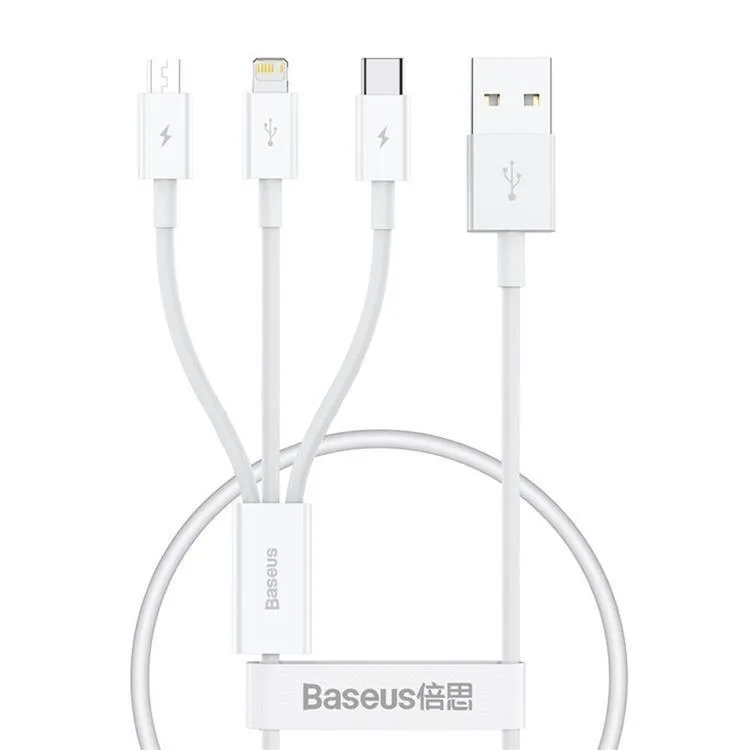 Baseus Quick Charge USB to M+L+C Superior Data 3.5A 0.5m (White)
