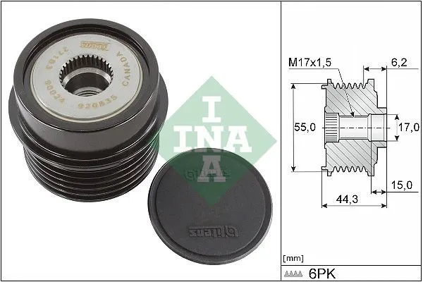 Frihjulskoppling, generator INA 535 0231 10