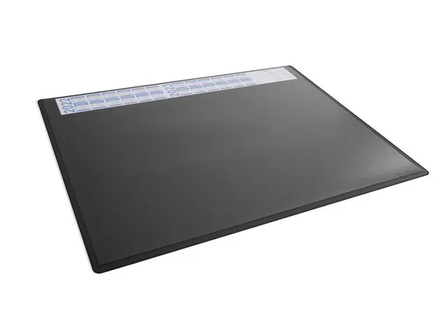 Skrivblock 650×500 mm svart – med kalender och transparent täckplåt PP