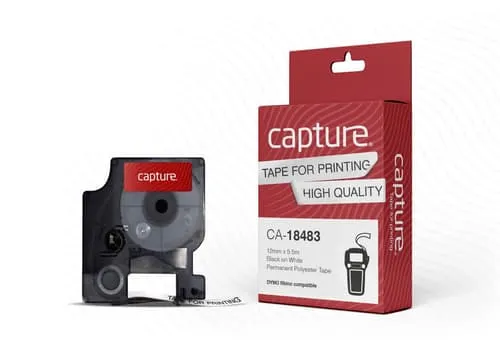 Capture Tape Rhinopro Permanent Polyester 12mm Svart/vit