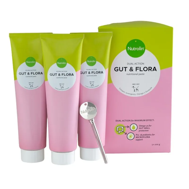 Fodertillskott Nutrolin Gut & Flora Paste 3×200 g
