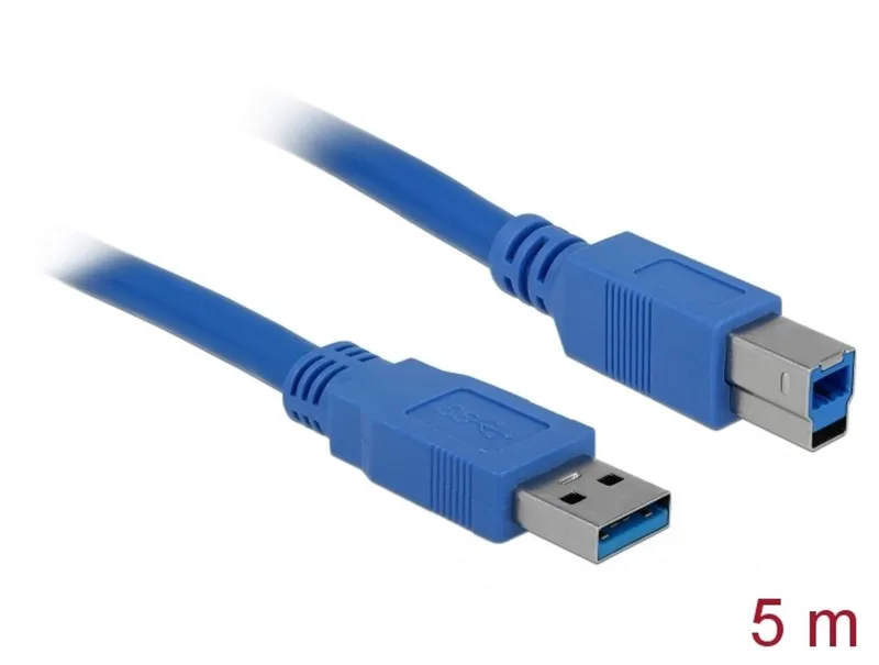 Delock USB 5 Gbps-kabel USB-A-hane till USB-B-hane 5m – Blå