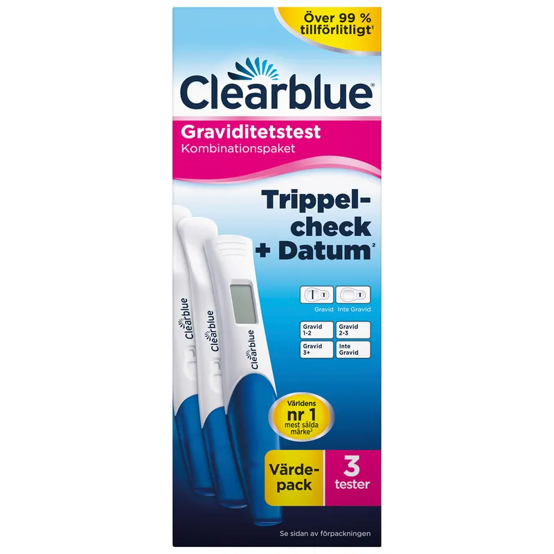 Clearblue Graviditetstest Trippelcheck + Datum – Kombo – 3-pack