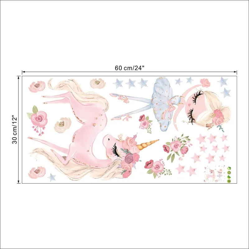 Väggdekal - Ballerina och Unicorn