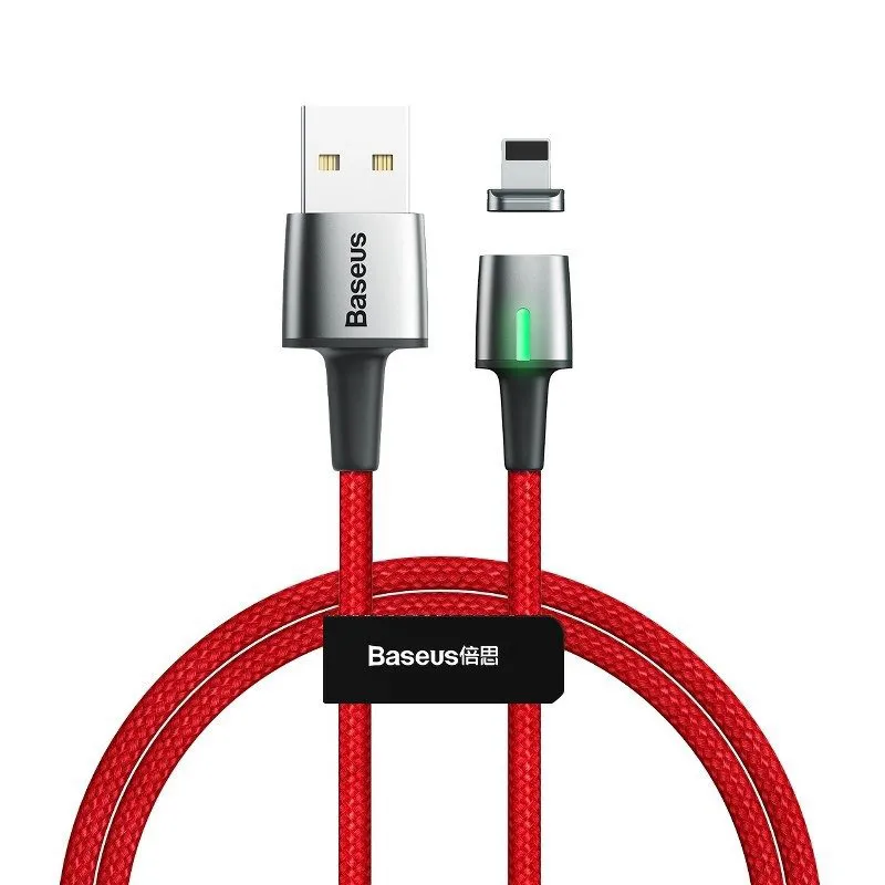 Magnetisk kabel USB Lightning 2.4A 1m – Röd