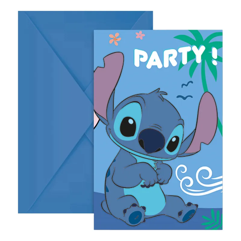 Decorata Party Inbjudningar - 6-pack - Stitch & Angel