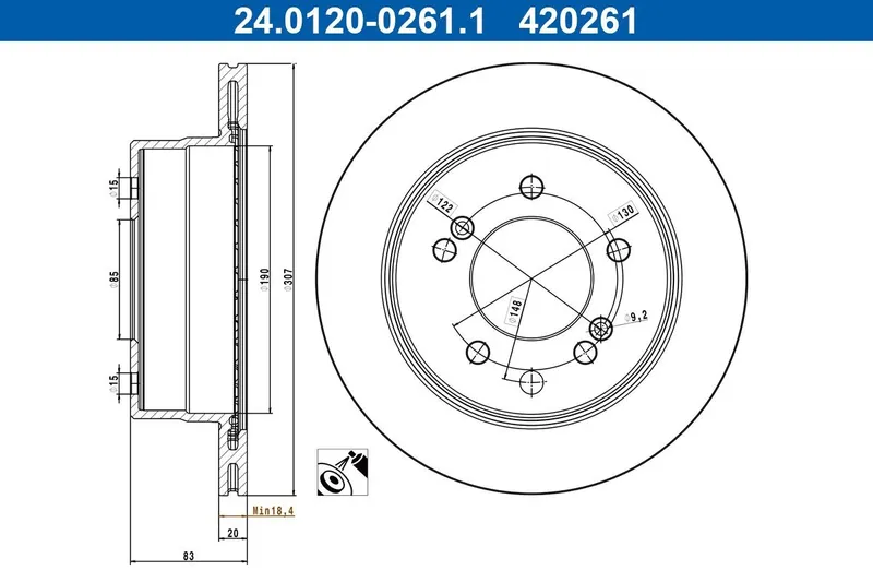 Bromsskiva ATE 24.0120-0261.1
