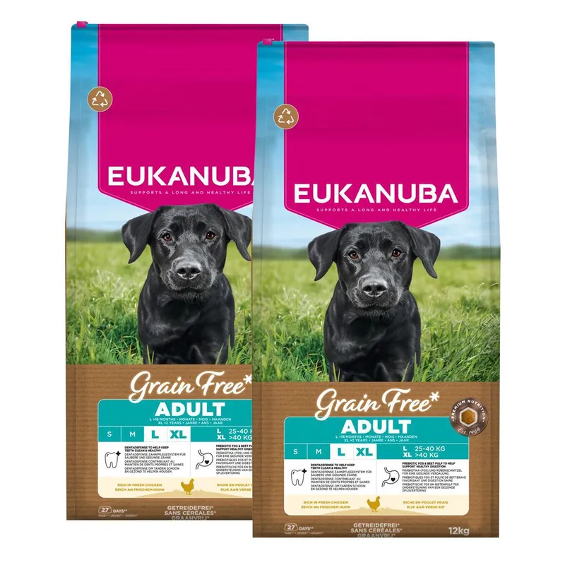 Eukanuba Grain Free Adult Large & Giant Chicken 2 x 12kg
