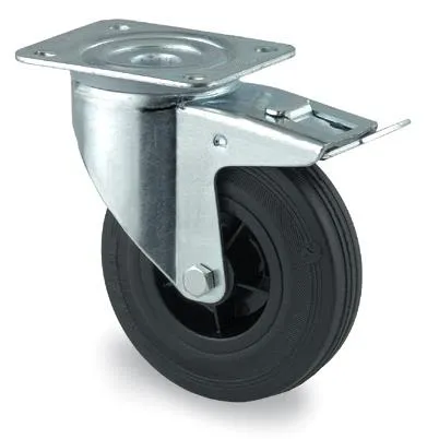 Tente 3377PRR160P63 Länkhjul gummi, broms, platta 137x105 mm 160 mm