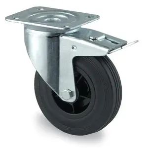 Tente 3377PRR160P63 Länkhjul gummi, broms, platta 137x105 mm 160 mm