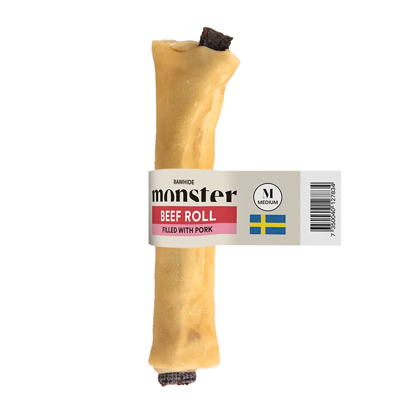 Raw Beef Filled Pork Tuggrulle till Hund – Medium