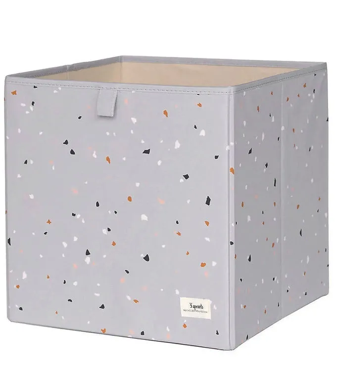 3 Sprouts Förvaringslåda - 33x33x33 cm - Terrazzo/Ljusgrå