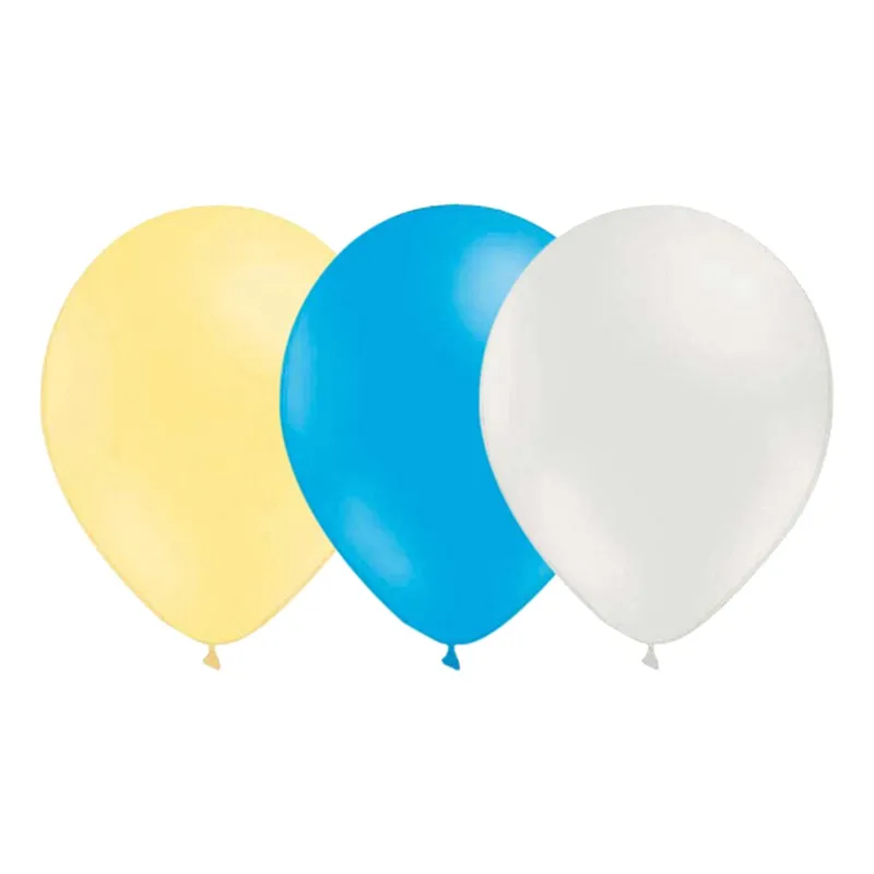 Ballongkombo Vit/Elfenben/Ljusblå – 15-pack