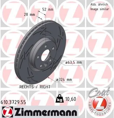 Bromsskiva ZIMMERMANN 610.3729.55