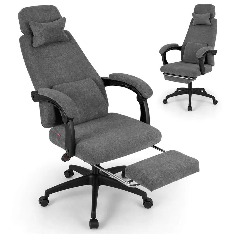Ergonomisk kontorsstol med fotstöd och justerbart ryggstöd