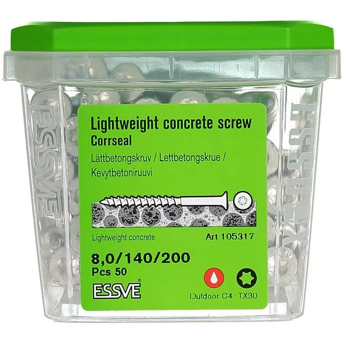 LÄTTBETONGSKRUV FS CS 8X200 50ST | Beijerbygg Byggmaterial