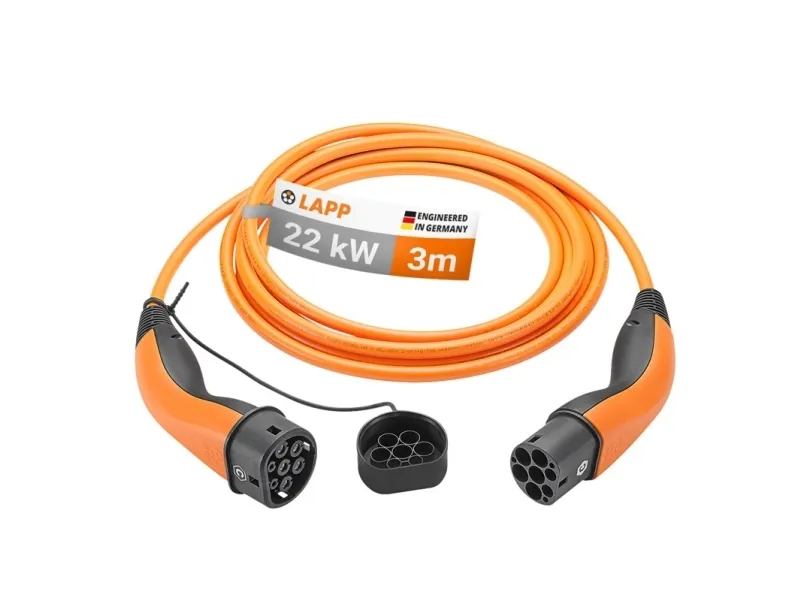 LAPP Type 2 Charging Cable, up to 22 kW, 3 m, orange
