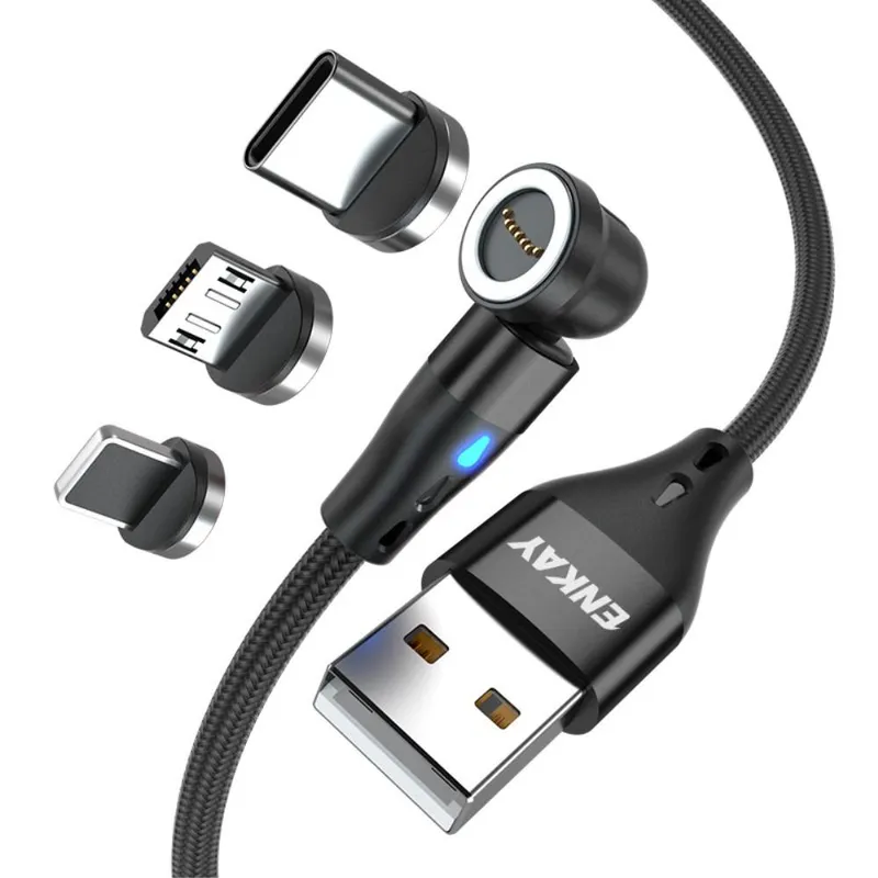 1m 3A laddningskabel 3 – i – 1 magnetisk USB till Lightning / Type – C / Micro USB