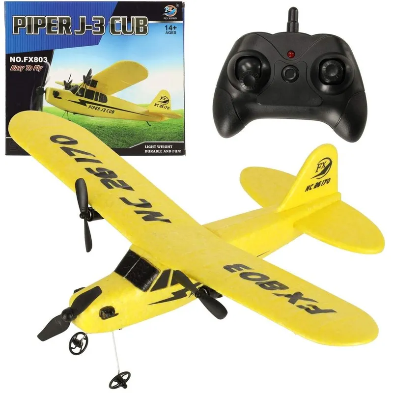 RC-flygplan Piper FX803 2.4 GHz med sändare, 150 mAh batteri gul