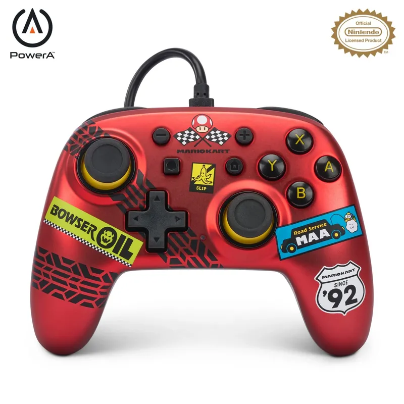 PowerA Trådbundna handkontrollen Nano för Nintendo Switch -Mario Kart: Racer Red – Wired Controller – Nintendo Switch