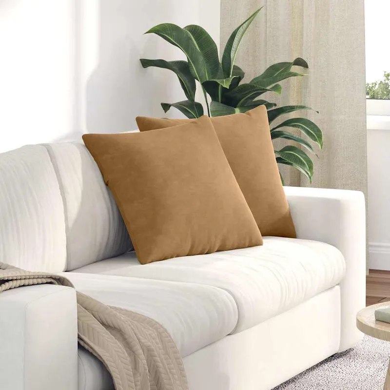 vidaXL Sofakuddar 2 st Brun 50 x 50 cm Kordread tyg
