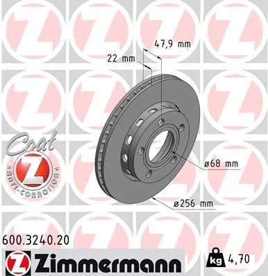 Bromsskiva ZIMMERMANN 600.3240.20