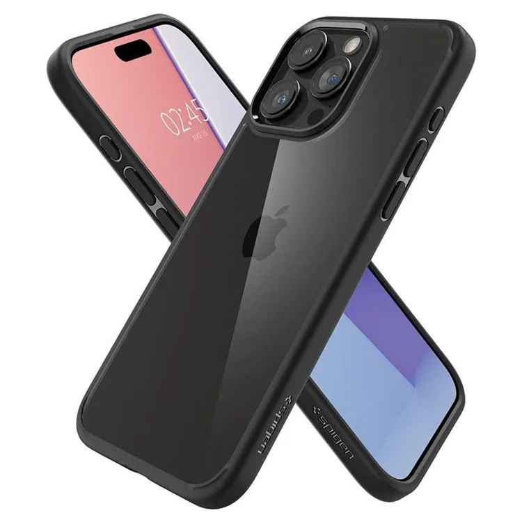 Spigen Mobilskal till iPhone 15 Pro Crystal Hybrid – Transparent/Svart
