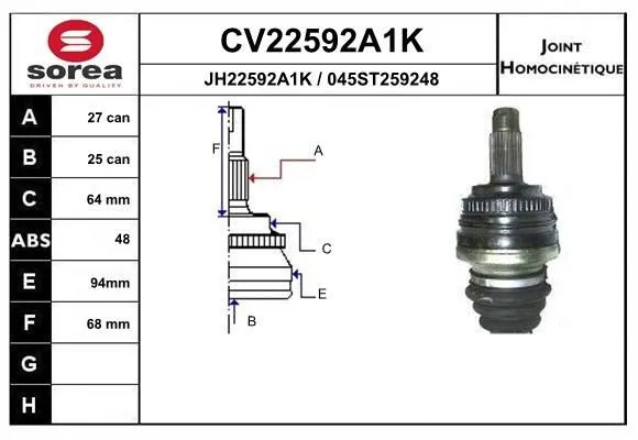 Ledsats, drivaxel EAI CV22592A1K