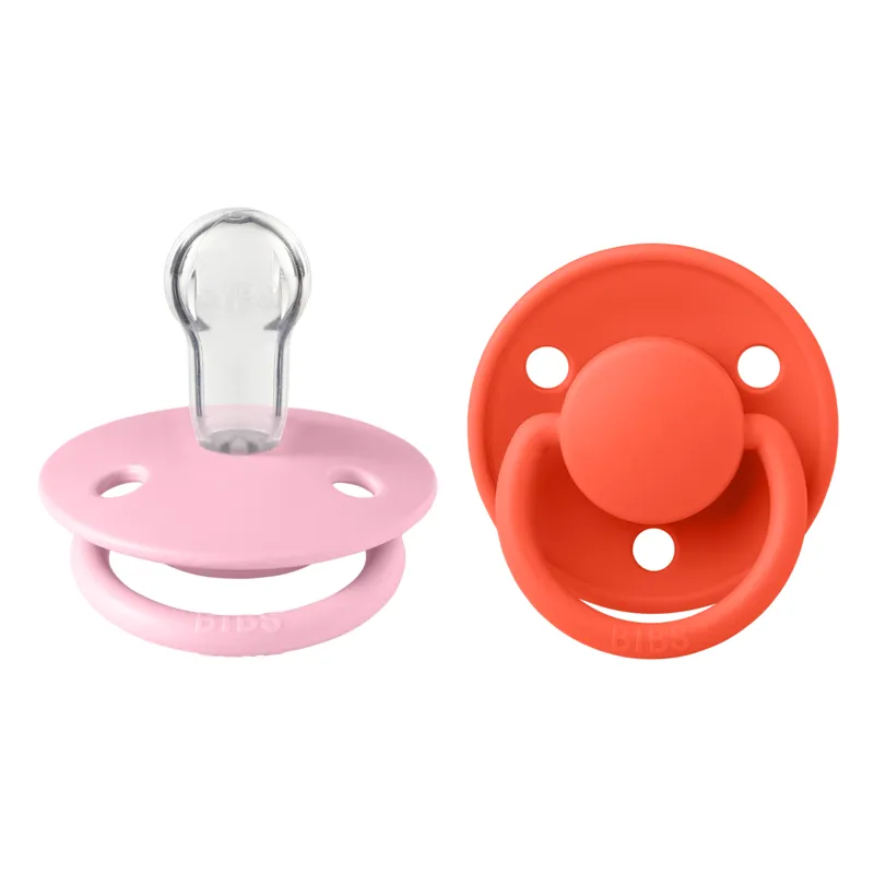 BIBS Lyxen Nappar - Silikon - Rund - 2-pack - Baby Pink/Tango