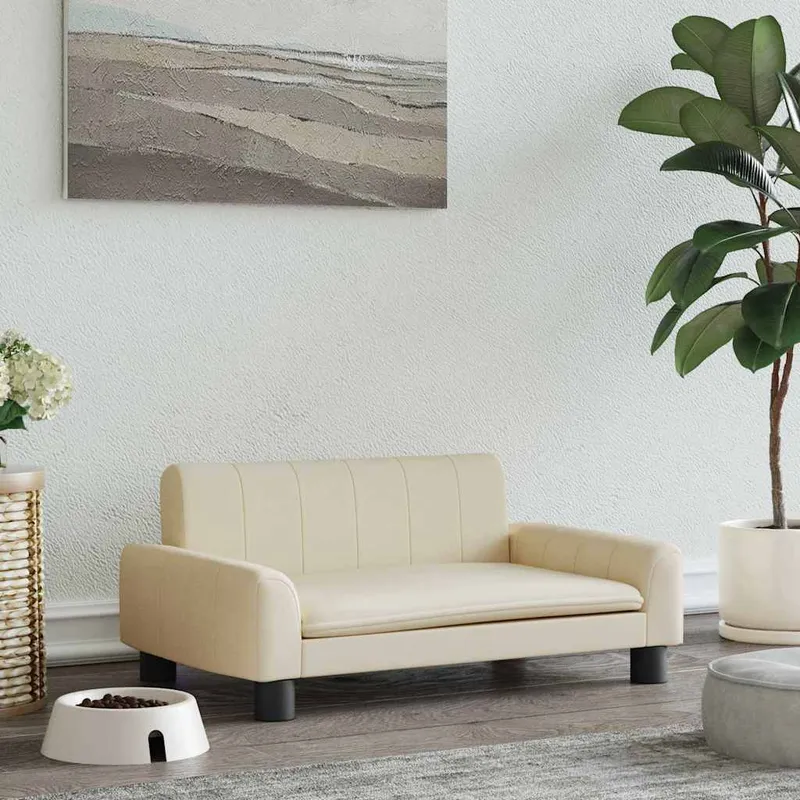 vidaXL Hundbädd gräddvit 70x45x30 cm tyg